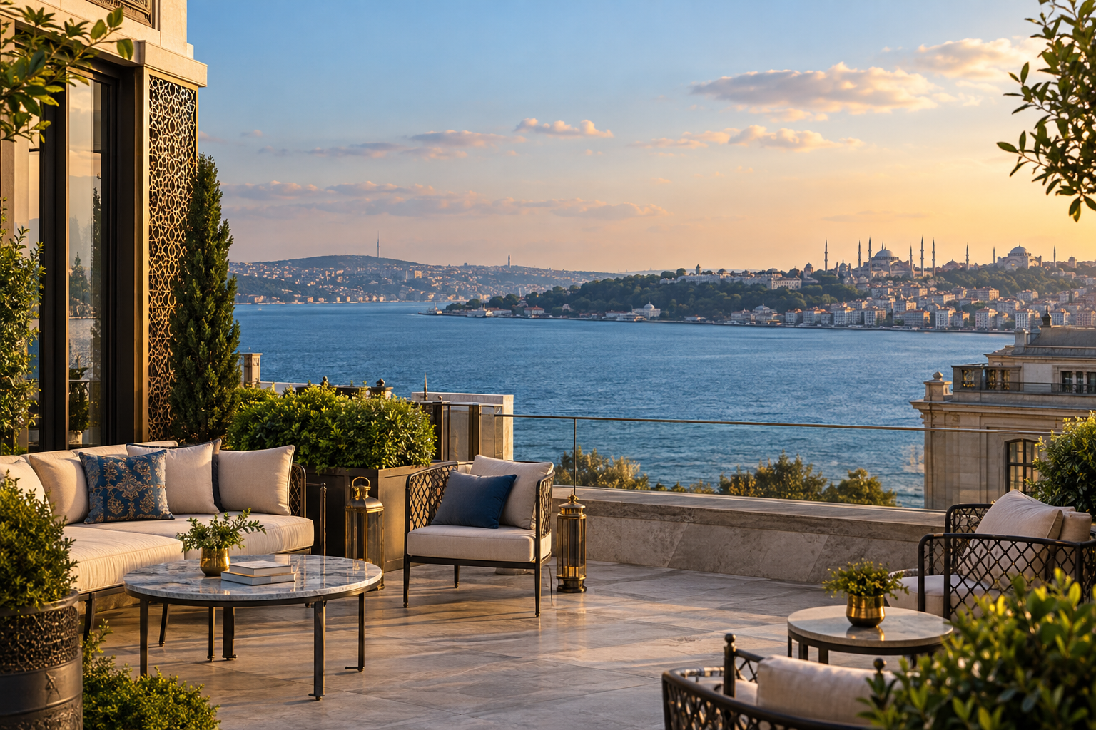 Terraza con vista al Bósforo en Estambul